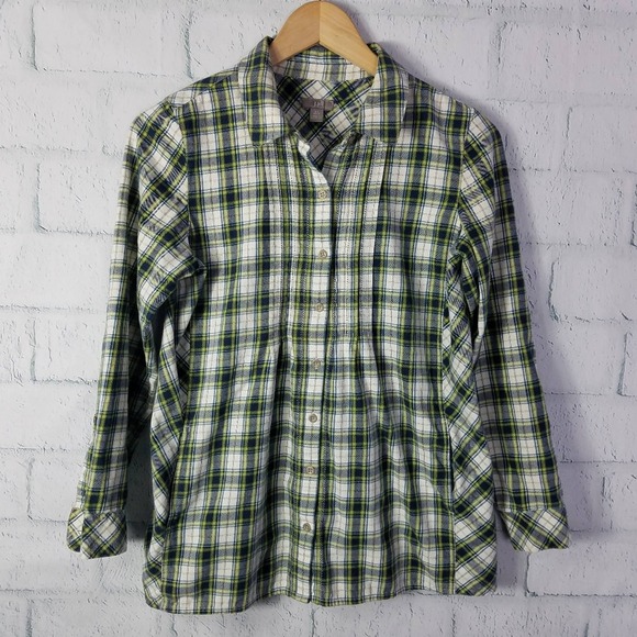 J. Jill Womens Plaid Pleated Button Front Top Size XSmall - Picture 1 of 8